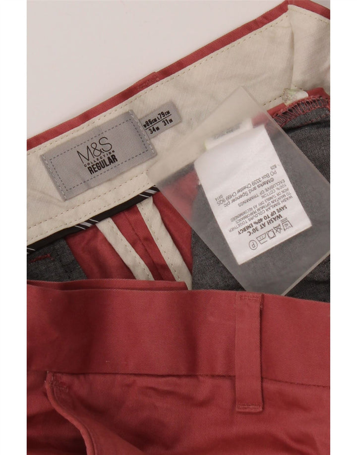 Calça Chino Masculina Marks & Spencer Regular Fit W34 L31 Algodão Vermelho