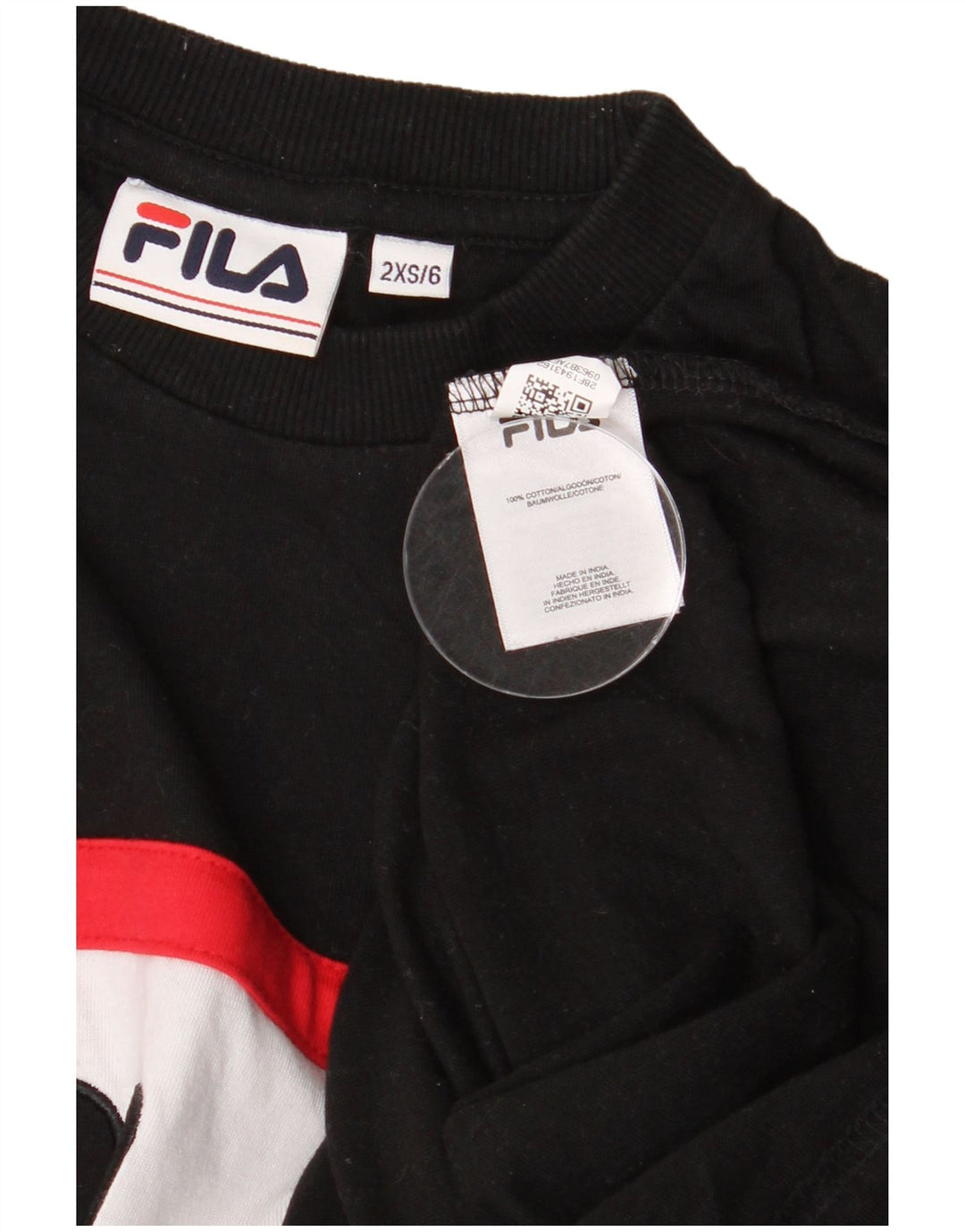 Fila Top gráfico feminino oversized manga comprida UK 2 2XS preto colorblock