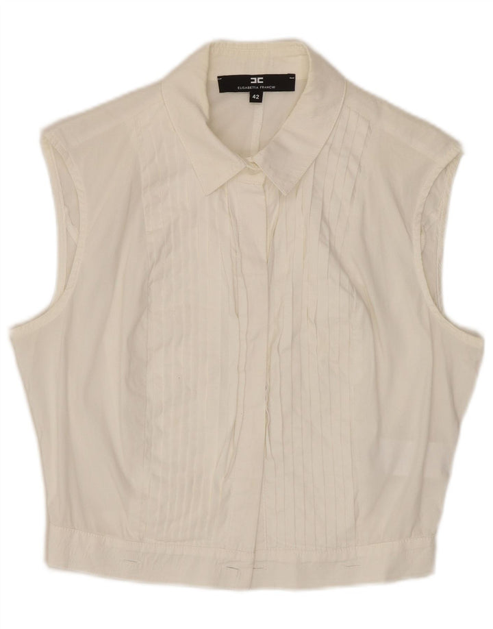 ELISABETTA FRANCHI Blusa feminina sem mangas IT 42 médio branco
