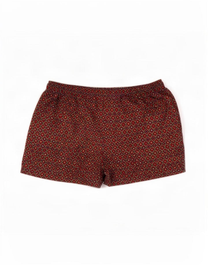 Shorts de natação masculino vintage poliéster geométrico marrom médio