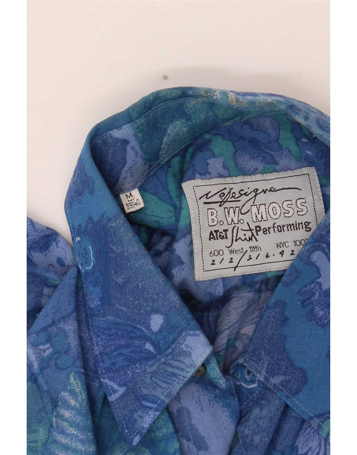 BW Camisa masculina de manga curta Moss tamanho 38/40 azul médio floral