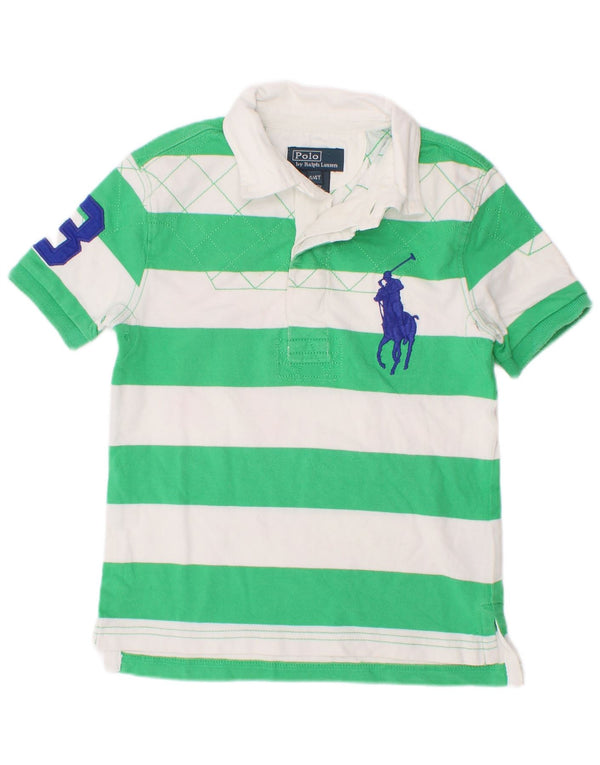 Polo Ralph Lauren Camisa masculina gráfica de rugby 3-4 anos algodão listrado verde