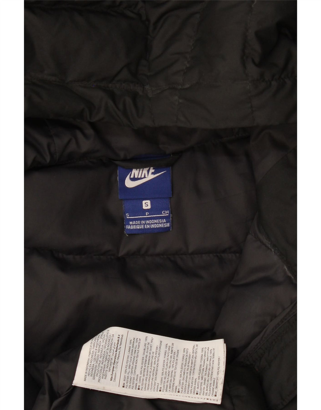 Casaco acolchoado com capuz feminino Nike UK 10 pequeno poliéster preto