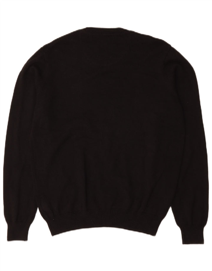 Suéter masculino Marks & Spencer com gola redonda, algodão preto médio