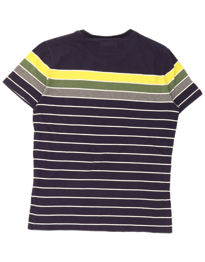 Camiseta masculina Superdry Top médio azul marinho algodão colorblock