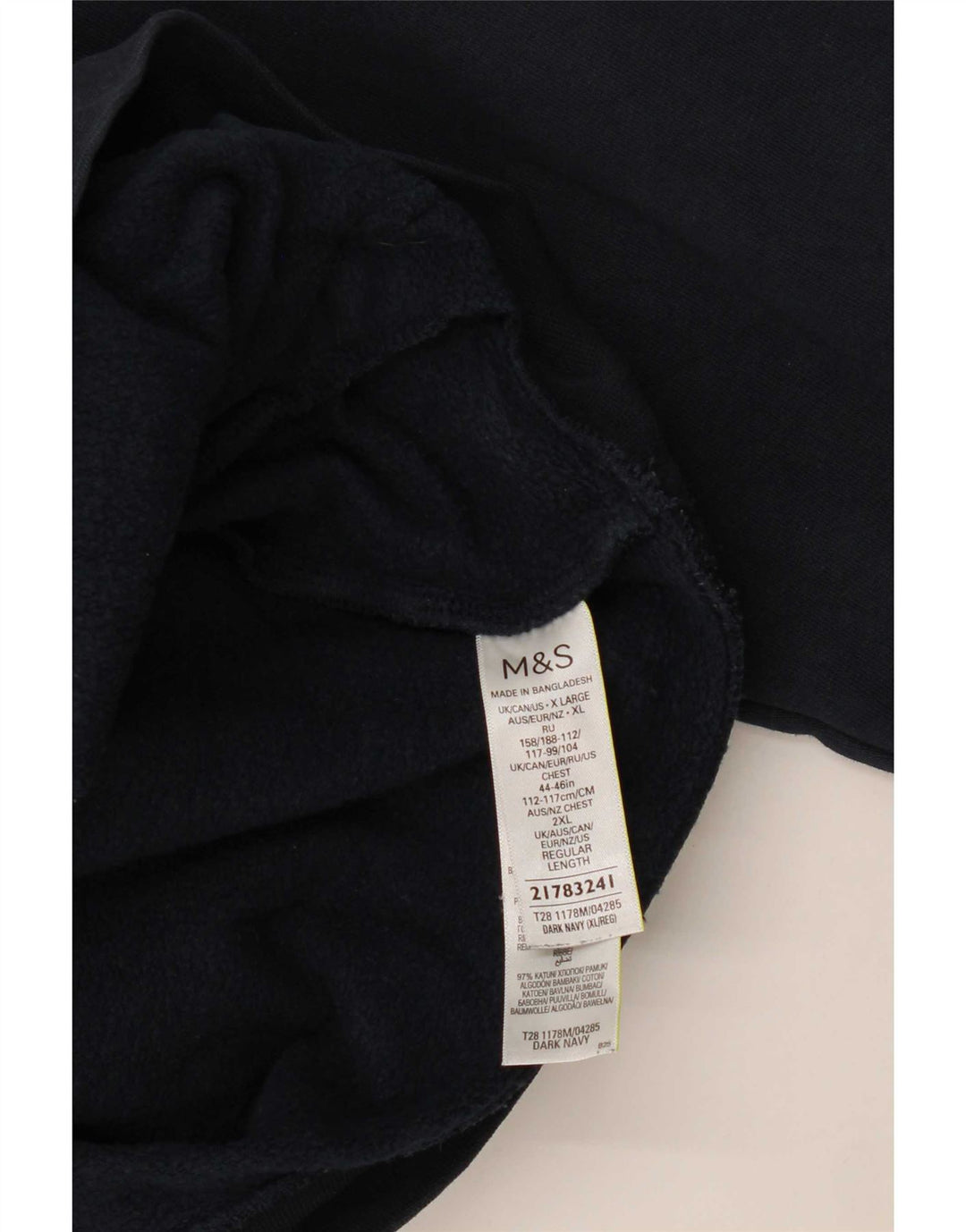 Suéter masculino Marks & Spencer com zíper e gola XL azul marinho algodão