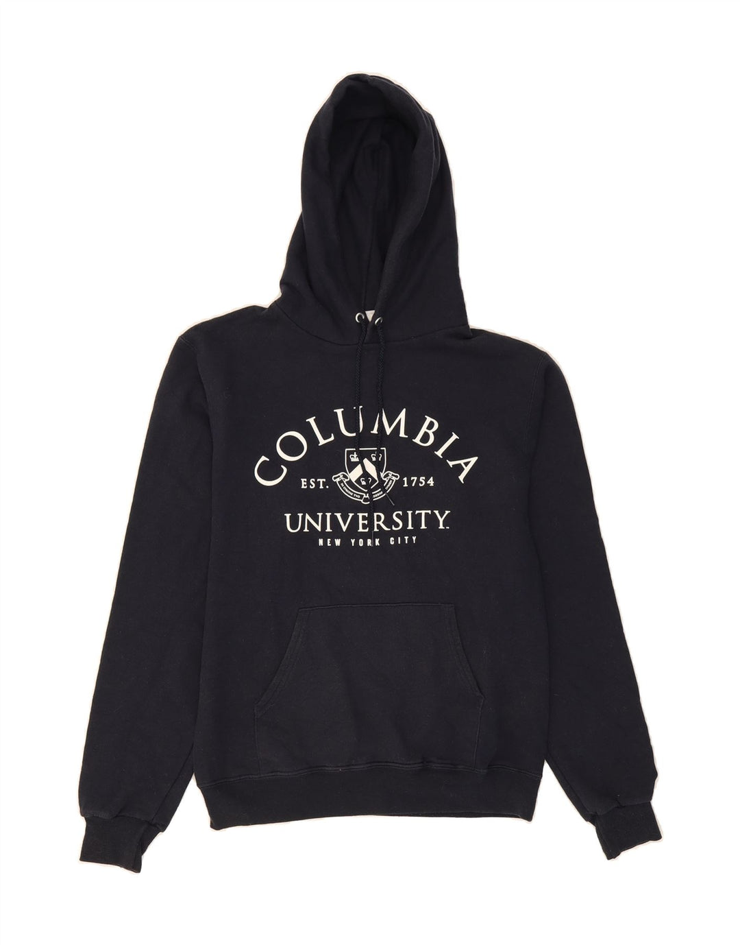 CHAMPION Mens Graphic Hoodie Jumper Small Navy Blue Vintage Champion and Second-Hand Champion from Messina Hembry 