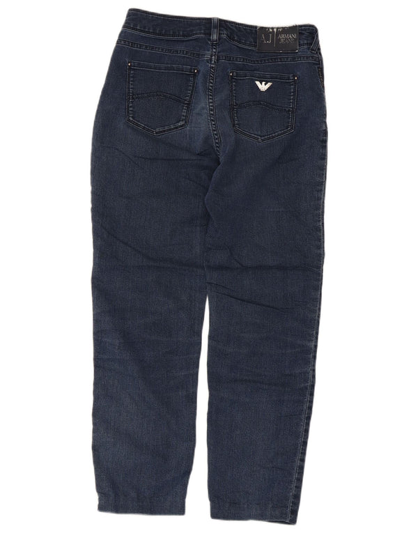 Armani Womens Crop Slim Jeans W27 L24 Azul Marinho Algodão