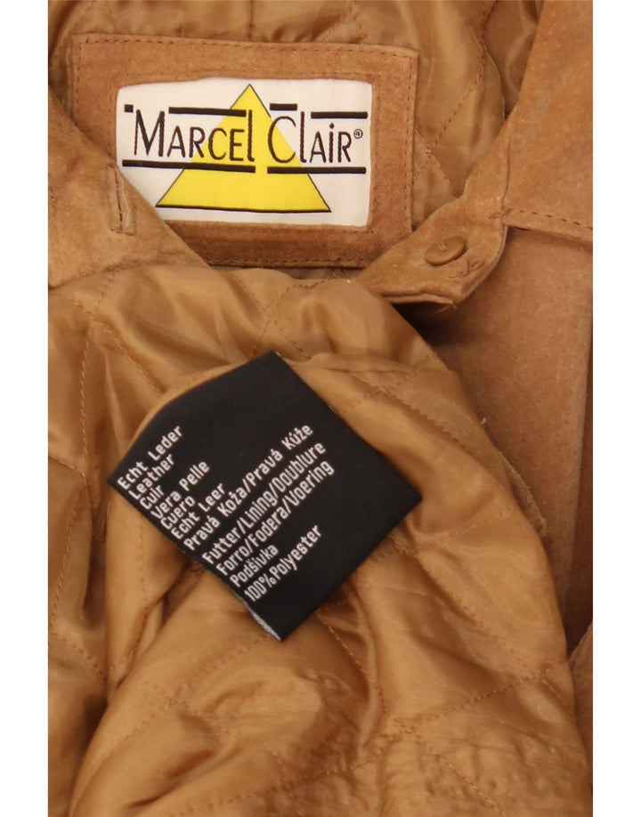 Jaqueta feminina de camurça Marcel Clair Reino Unido 14 grande couro marrom