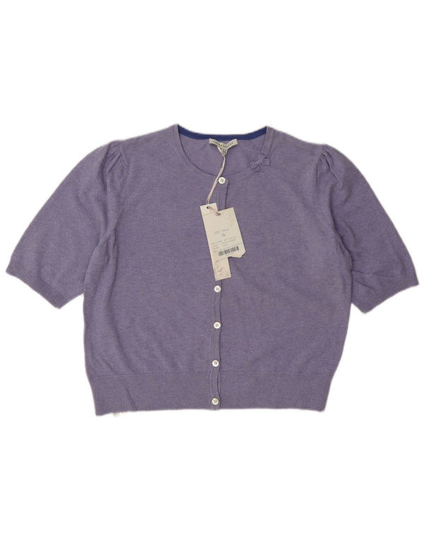 Laura Ashley Suéter Bolero feminino de manga curta Reino Unido 16 grande algodão roxo