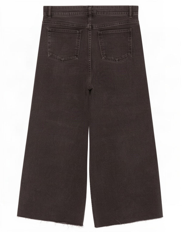 Calça jeans feminina Zara com perna larga e cintura alta EU 42 grande W32 L24 preta