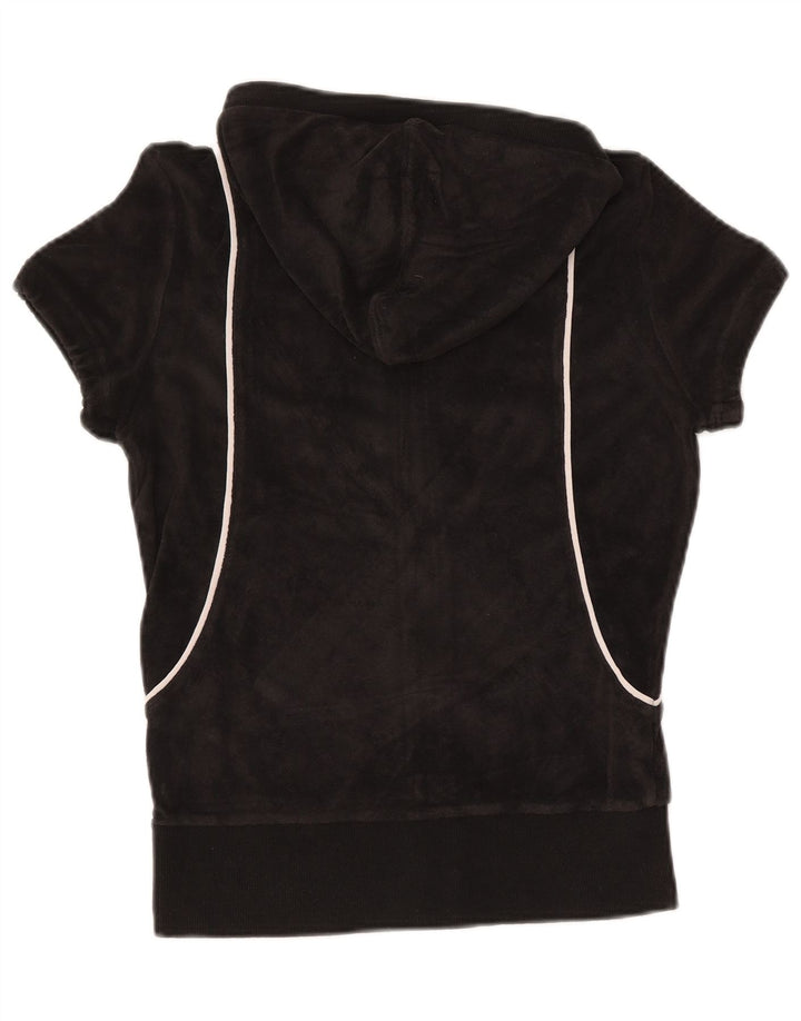 Suéter feminino PUMA de manga curta com capuz e zíper de veludo Reino Unido 12 médio preto
