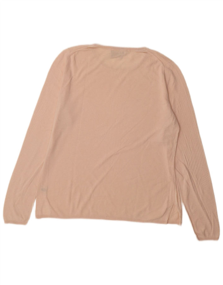 Suéter feminino Massimo Dutti com gola canoa Reino Unido 16 grande rosa
