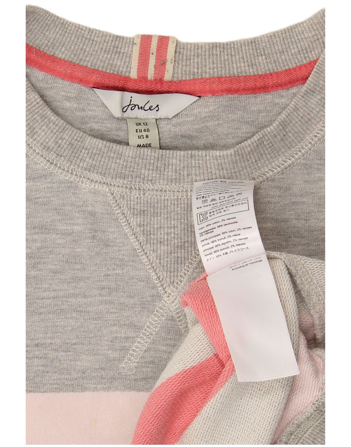 JOULES moletom feminino jumper UK 12 algodão listrado cinza médio