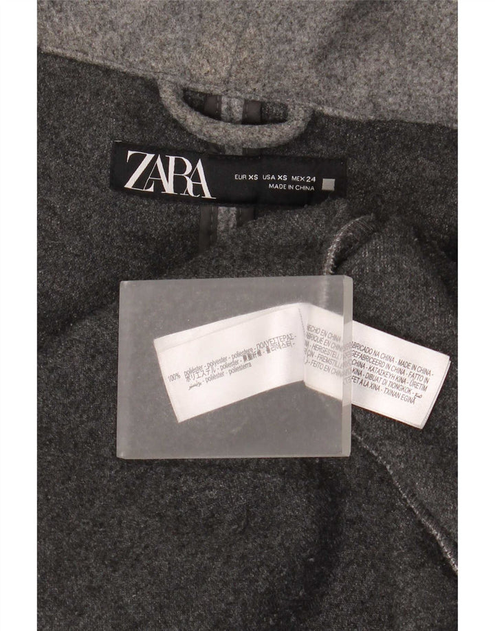 Sobretudo oversized com capuz feminino Zara UK 6 XS cinza poliéster