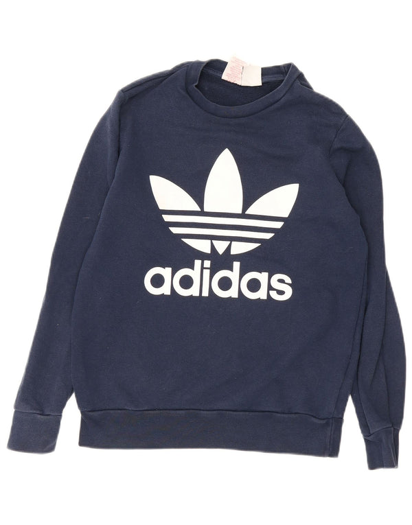 Adidas Meninos Graphic Sweatshirt Jumper 13-14 Anos Azul Marinho Algodão