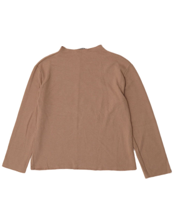 Top feminino Zara manga comprida UK 14 algodão cinza médio