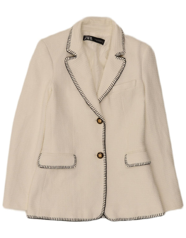 Jaqueta blazer feminina Zara com 2 botões Reino Unido 6 XS branco