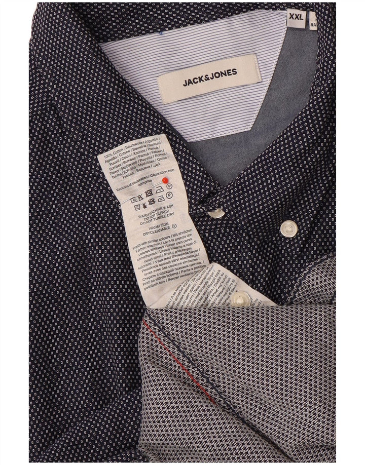 Camisa masculina Jack & Jones 2XL algodão geométrico azul marinho