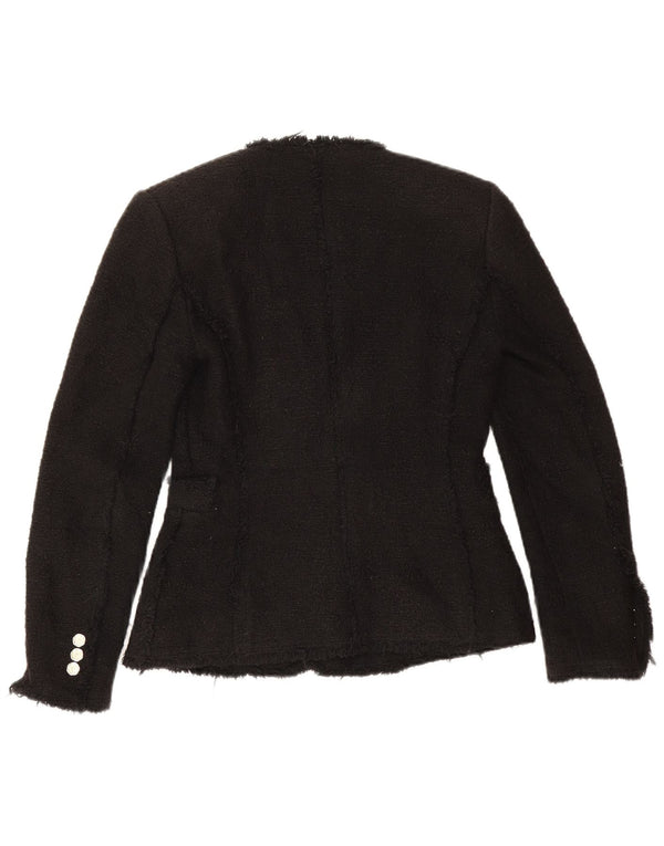 Jaqueta blazer feminina Zara com peito duplo Reino Unido 6 XS algodão preto