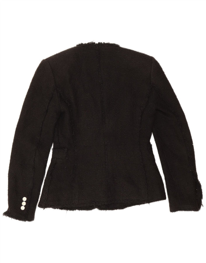 Jaqueta blazer feminina Zara com peito duplo Reino Unido 6 XS algodão preto