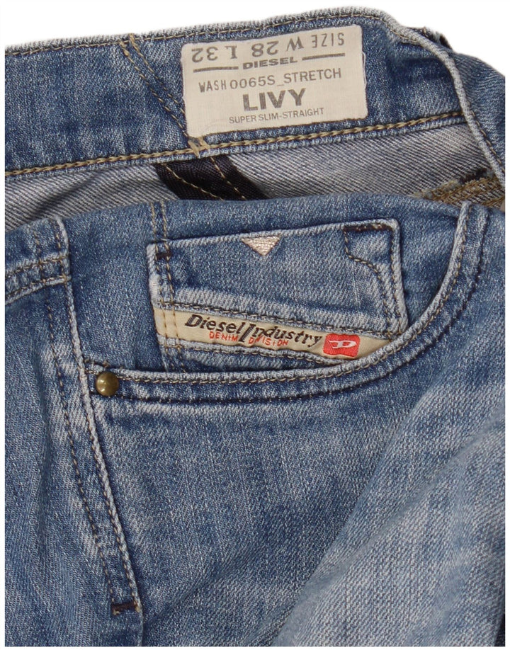 DIESEL feminino Livy Super Slim Straight Jeans W28 L32 Azul Algodão