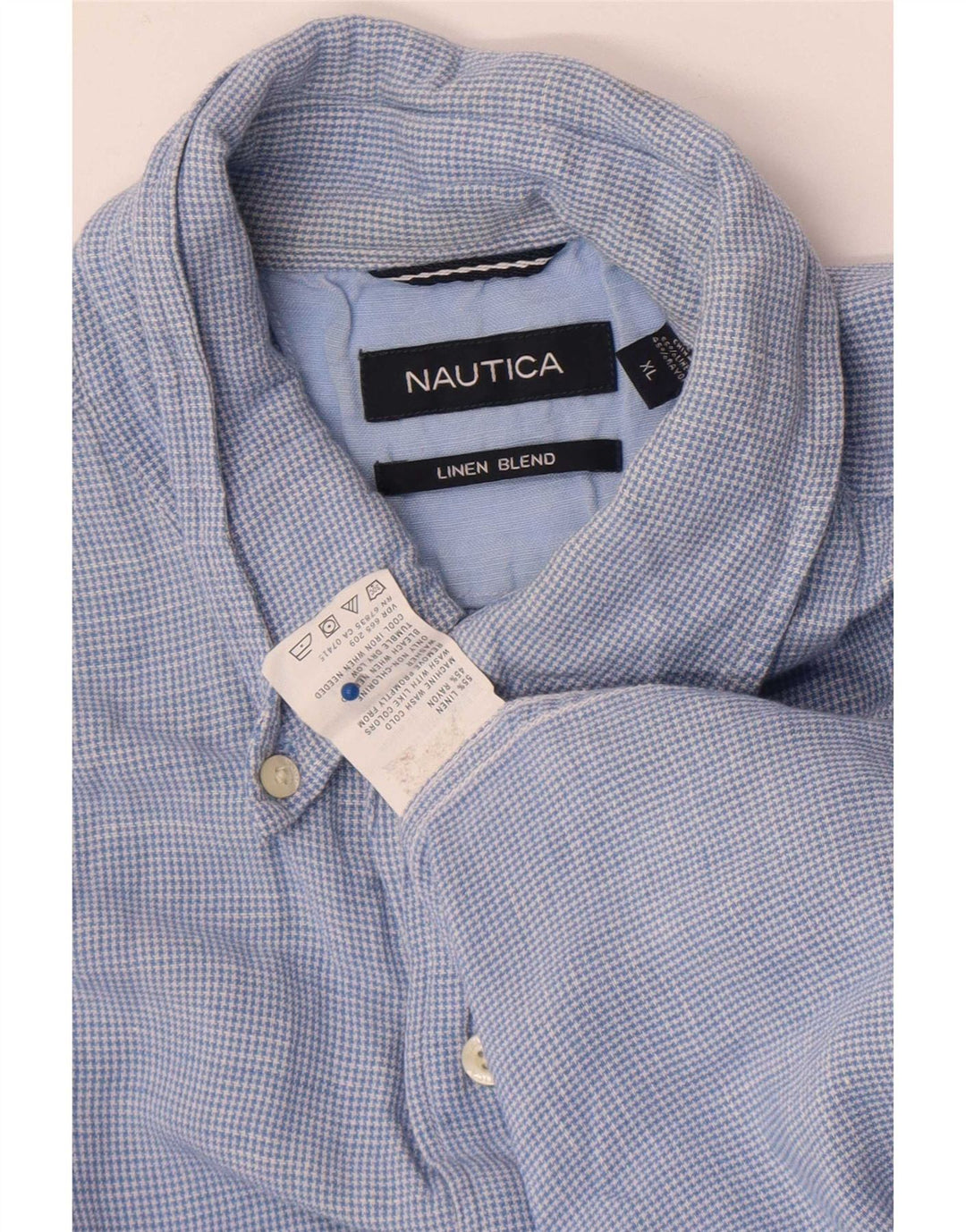 Camisa masculina Nautica de manga curta regular fit XL azul xadrez linho