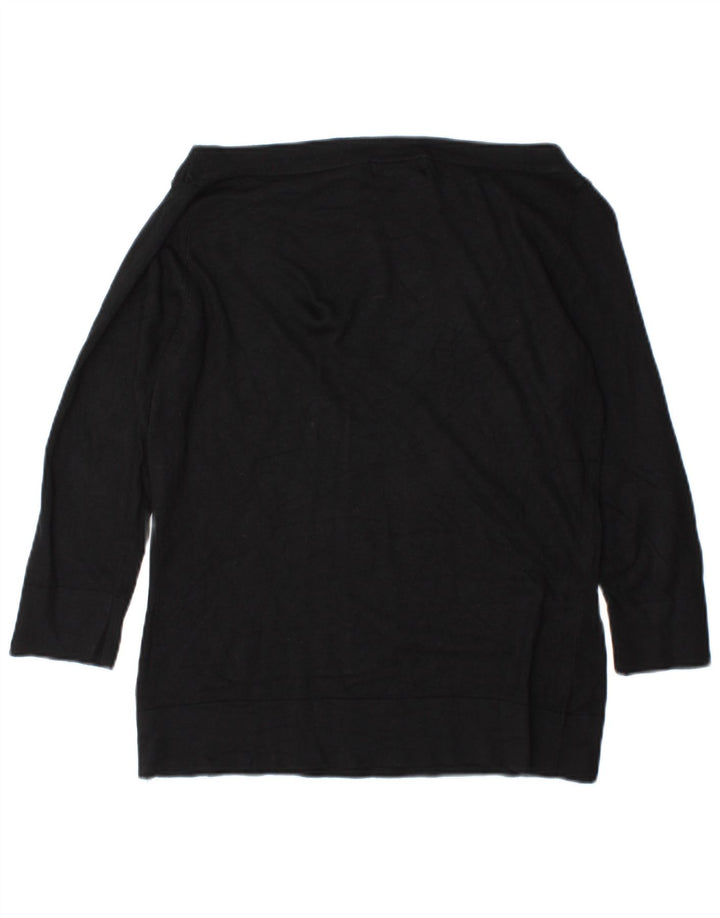 Marks & Spencer Top feminino Lash manga 3/4 UK 10 pequeno preto viscose