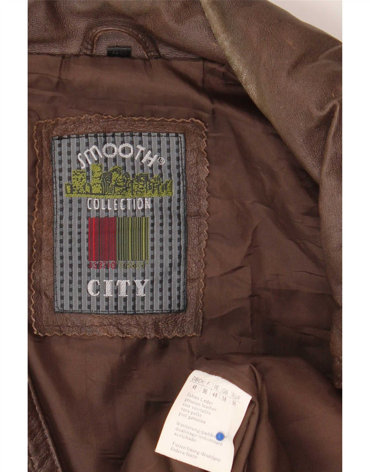 Jaqueta de couro masculina vintage IT 48 marrom médio