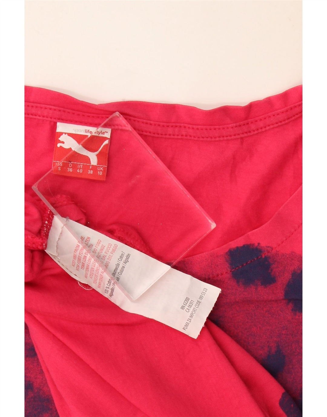 Puma camiseta feminina gráfica top UK 10 pequeno algodão rosa