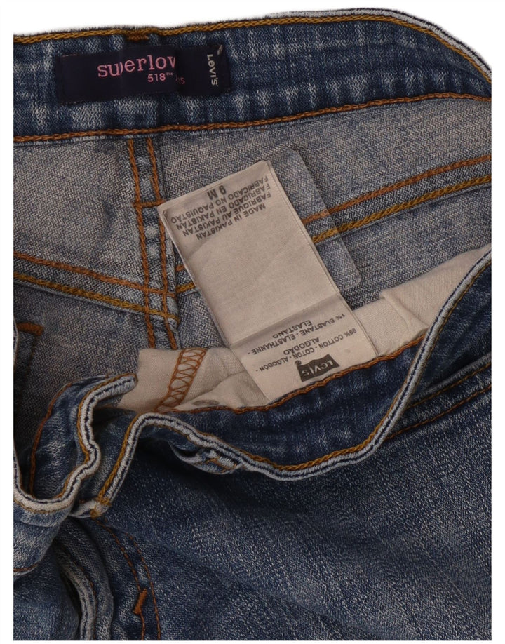 Calça jeans feminina Levi's 518 Super Low Bootcut US 9 Médio W30 L31 Azul Algodão
