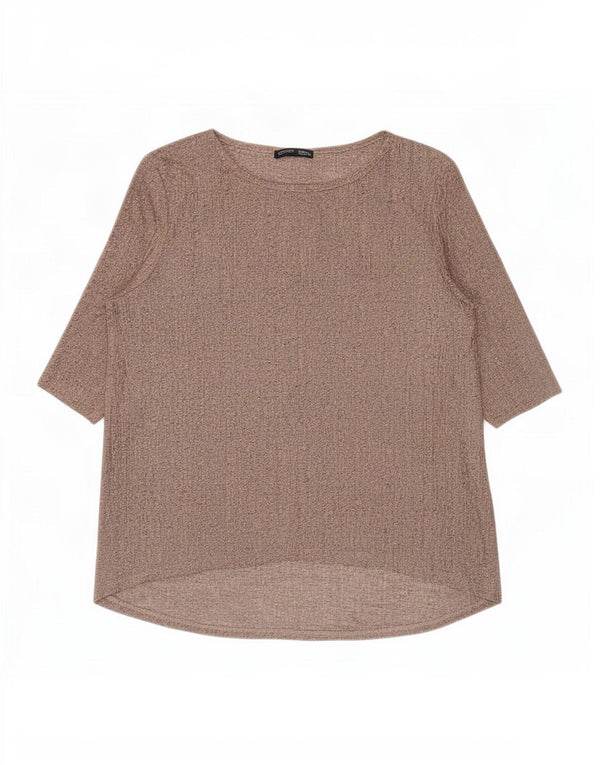 Top feminino Zara manga 3/4 Reino Unido 10 pequeno rosa