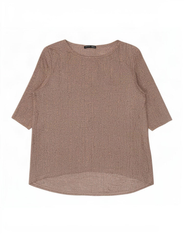 Top feminino Zara manga 3/4 Reino Unido 10 pequeno rosa