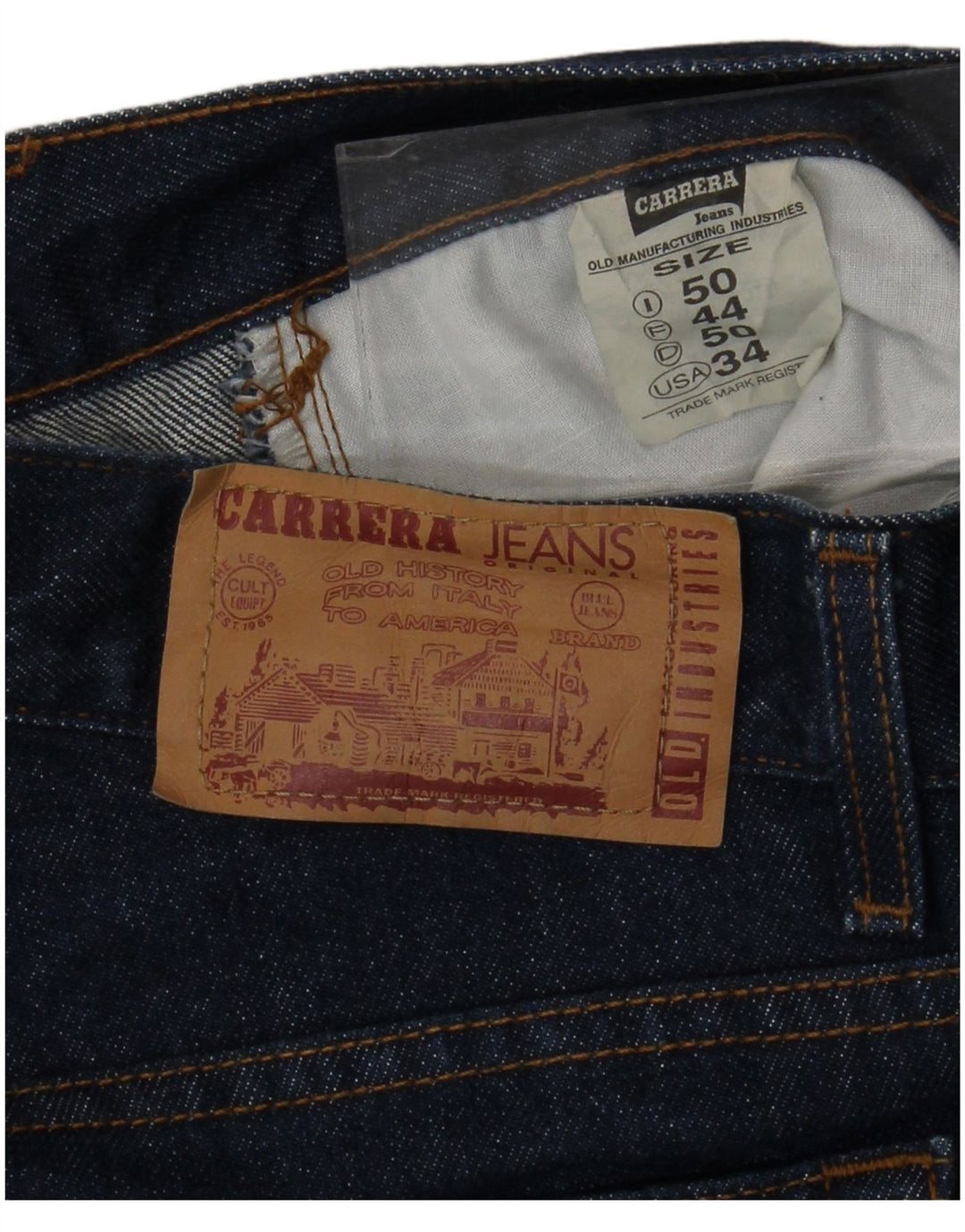 CARRERA Masculino 702 Straight Jeans IT 50 Grande W34 L30 Azul Marinho Algodão