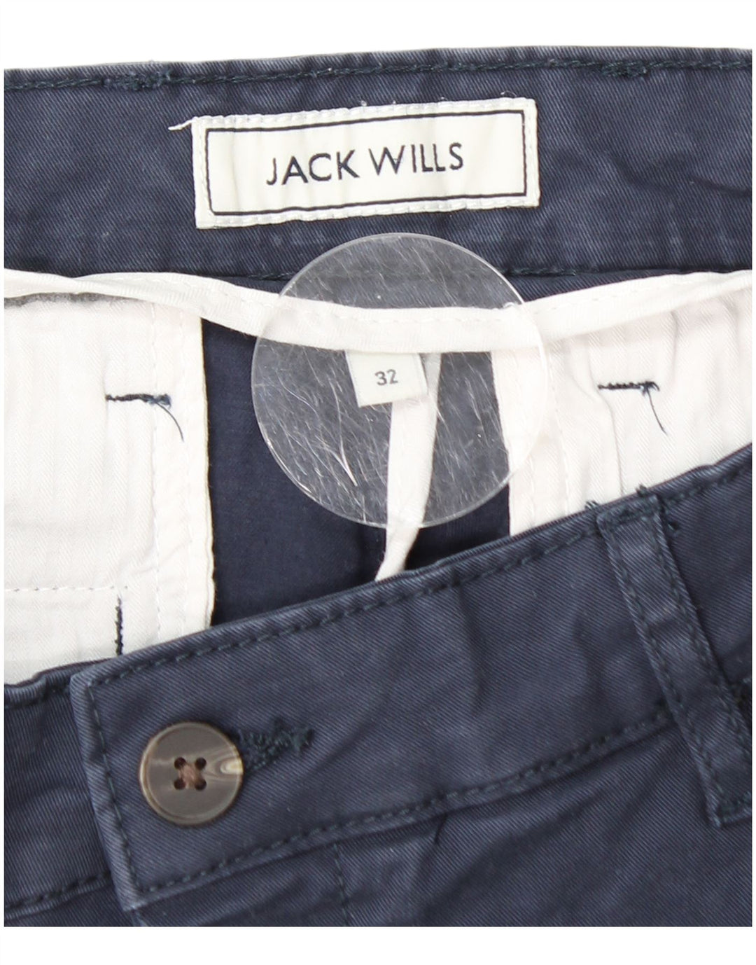 JACK WILLS Mens Slim Fit Chino Shorts W32 Médio Azul Marinho Algodão