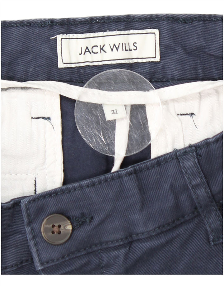 JACK WILLS Mens Slim Fit Chino Shorts W32 Médio Azul Marinho Algodão