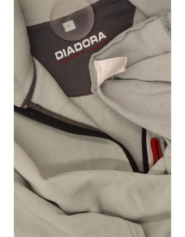 Moletom masculino DIADORA com zíper e gola grande, algodão cinza