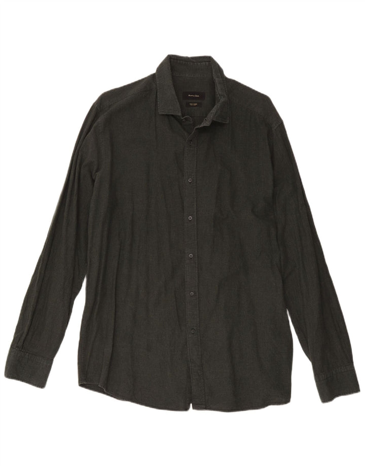 Camisa masculina Massimo Dutti verde médio Houndstooth