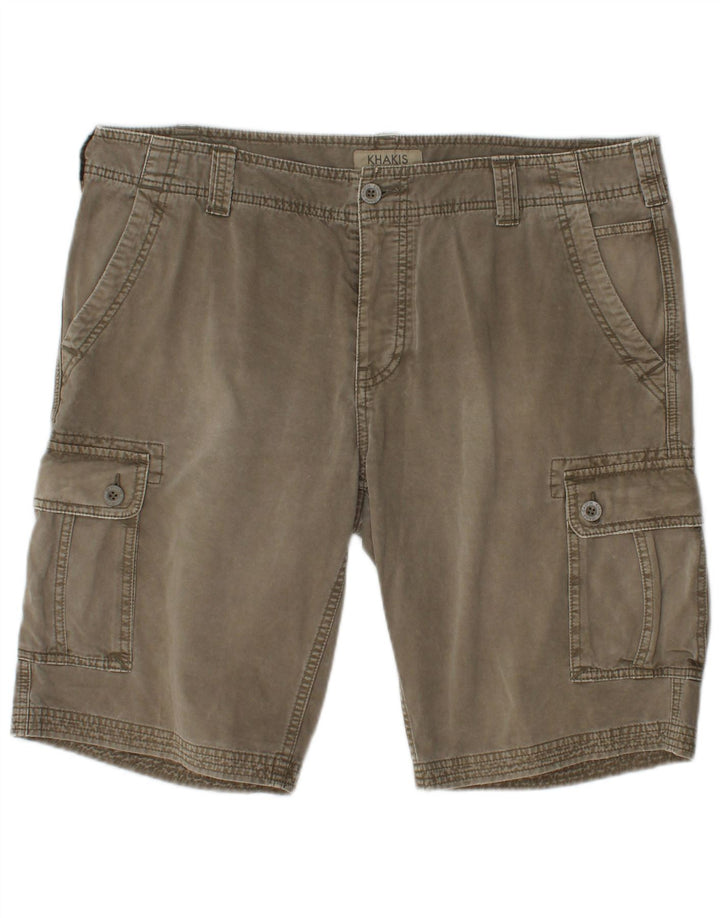 CALVIN KLEIN Mens Regular Slim Cargo Shorts W36 Grande Algodão Cáqui
