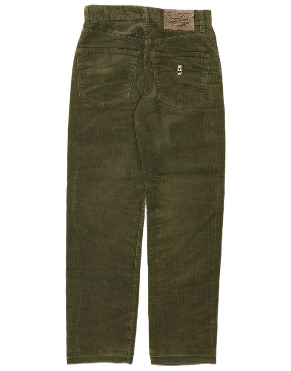 Calça feminina UNIFORM de veludo reto W29 L28 algodão cáqui