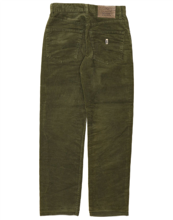 Calça feminina UNIFORM de veludo reto W29 L28 algodão cáqui