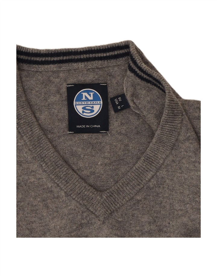 Suéter masculino com decote em V NORTH SAILS lã cinza médio