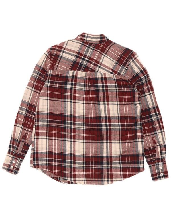 Camisa de flanela feminina Mustang EU 34 XS Borgonha xadrez algodão