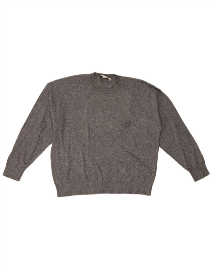 Suéter masculino Zara com gola redonda e viscose cinza pequena
