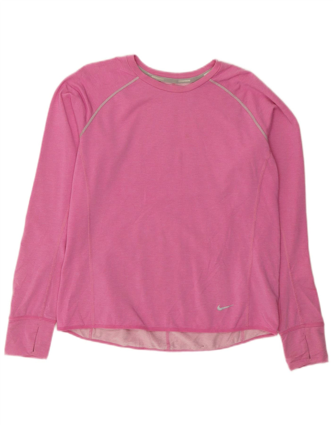 NIKE Mulheres Dri Fit Top Manga Longa UK 18 XL Rosa Lyocell