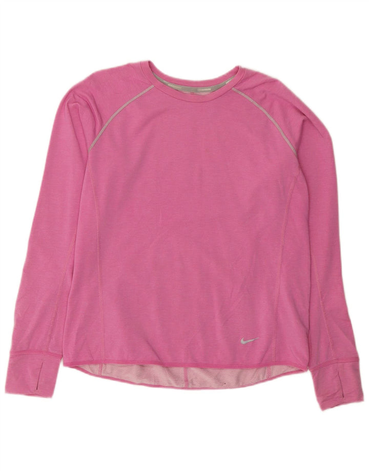 NIKE Mulheres Dri Fit Top Manga Longa UK 18 XL Rosa Lyocell
