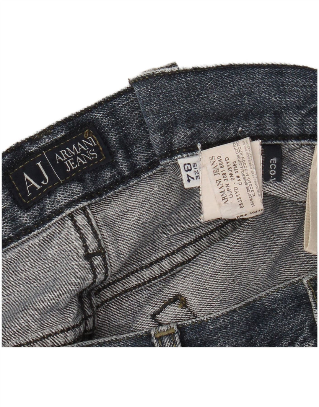 Calça jeans reta masculina Armani W34 L28 algodão azul marinho
