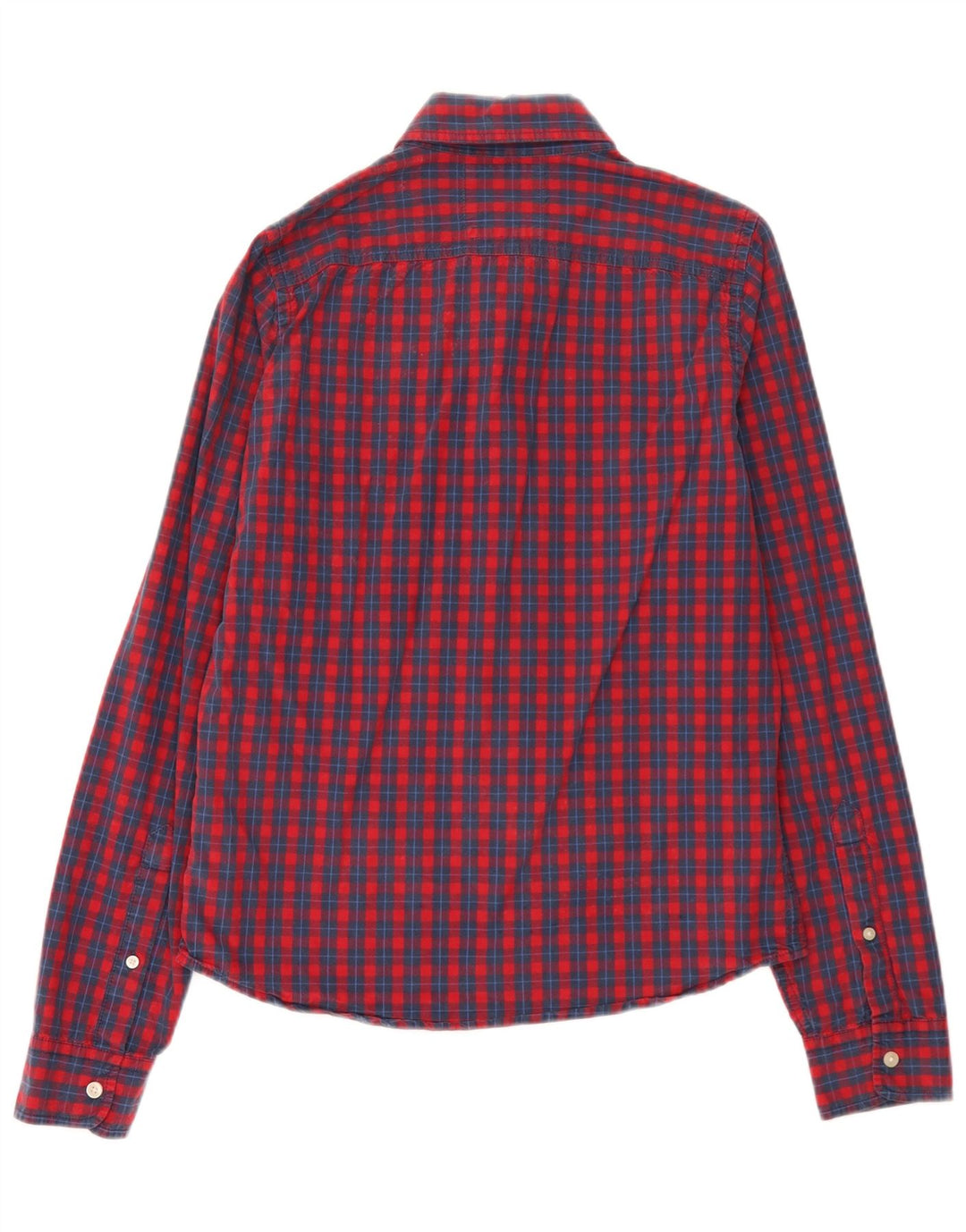 Camisa masculina Hollister de algodão xadrez vermelho médio