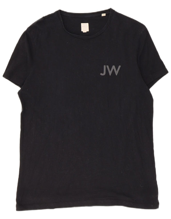 Jack Wills Camiseta masculina gráfica top pequeno algodão preto