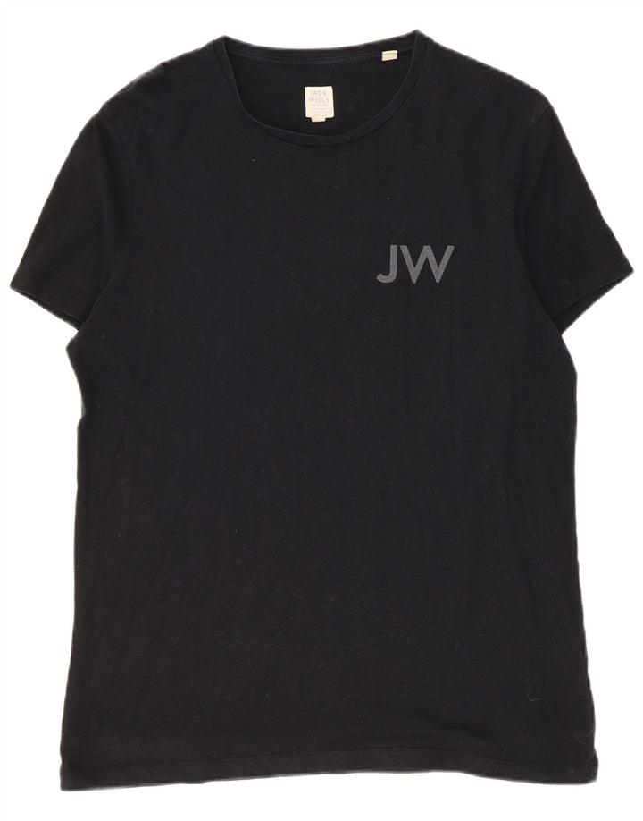 Jack Wills Camiseta masculina gráfica top pequeno algodão preto